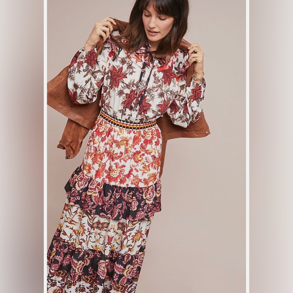 NWOT Hemant & Nandita Anthropologie Emilie Ruffled Maxi Dress - Picture 6 of 7